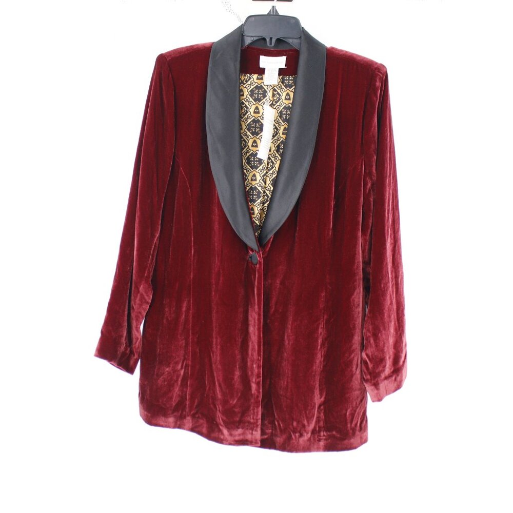 NWT Soft Surroundings Blazer Womens PM Savile Row Velvet Silk Blend shawl collar